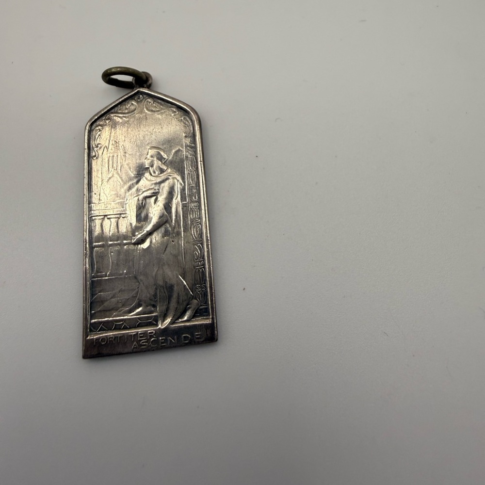 Vintage Sterling Silver Fortiter Ascende Pendant 1.5” 10 Grams Ascend Bravely!